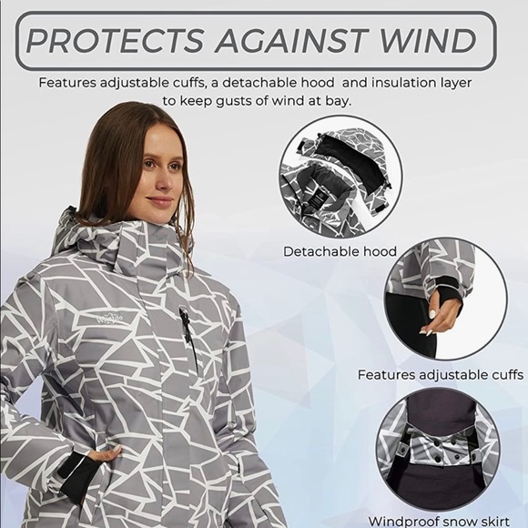 M NEW Wantdo Women's Waterproof Ski Jacket Rain Jacket Winter Warm Snow Coat NWT - Picture 8 of 9